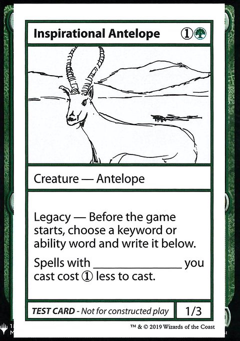 Inspirational Antelope, Mystery Booster Playtest Cards 2019 #78, Magic: The Gathering card