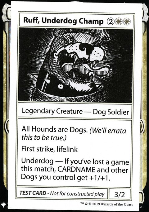 Ruff, Underdog Champ, Mystery Booster Playtest Cards 2019 #10, Magic: The Gathering card