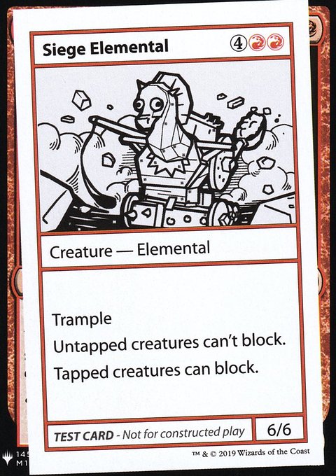 Siege Elemental, Mystery Booster Playtest Cards 2019 #64, Magic: The Gathering card