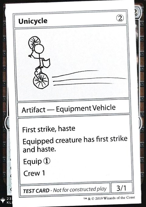 Unicycle, Mystery Booster Playtest Cards 2019 #110, Magic: The Gathering card
