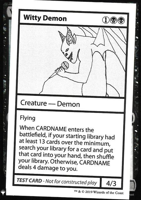 Witty Demon, Mystery Booster Playtest Cards 2019 #50, Magic: The Gathering card