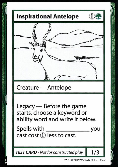 Inspirational Antelope, Mystery Booster Playtest Cards 2021 #78, Magic: The Gathering card