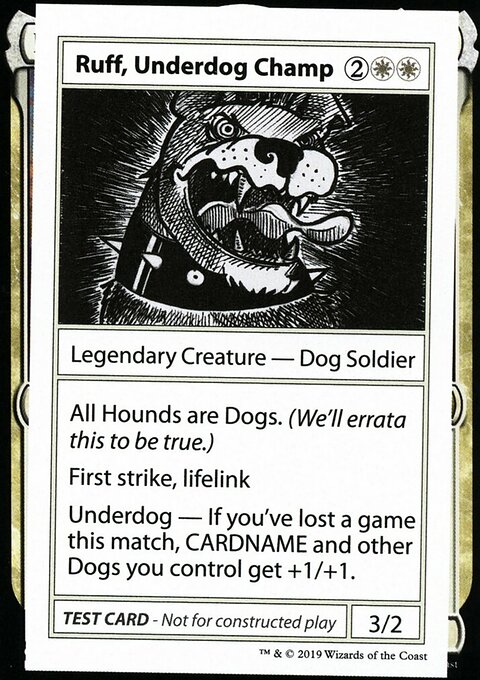 Ruff, Underdog Champ, Mystery Booster Playtest Cards 2021 #10, Magic: The Gathering card