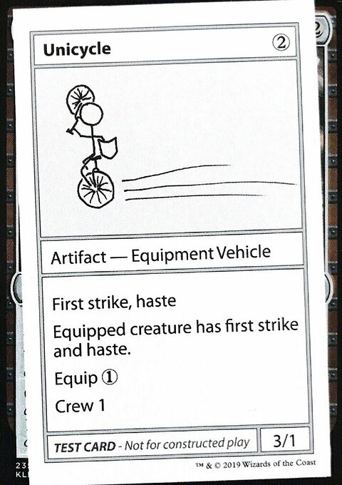 Unicycle, Mystery Booster Playtest Cards 2021 #110, Magic: The Gathering card