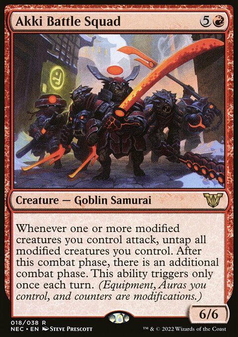 Akki Battle Squad, Neon Dynasty Commander #18, Magic: The Gathering card