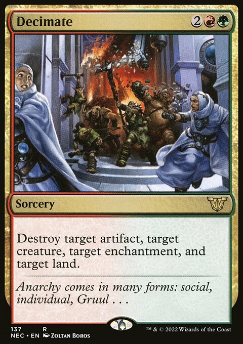 Decimate, Neon Dynasty Commander #137, Magic: The Gathering card