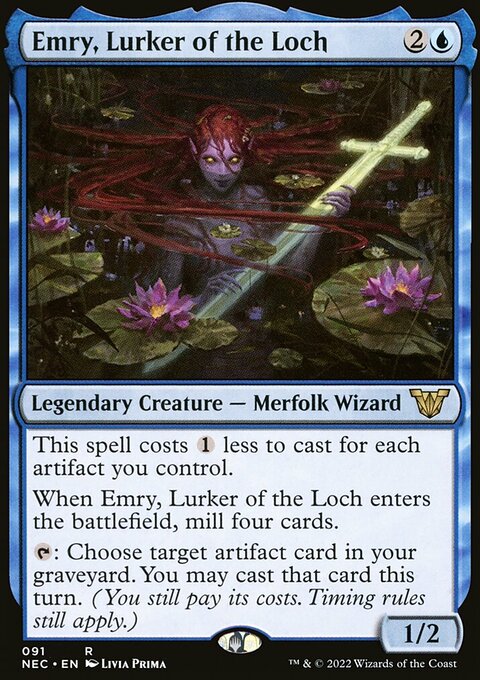 Emry, Lurker of the Loch, Neon Dynasty Commander #91, Magic: The Gathering card