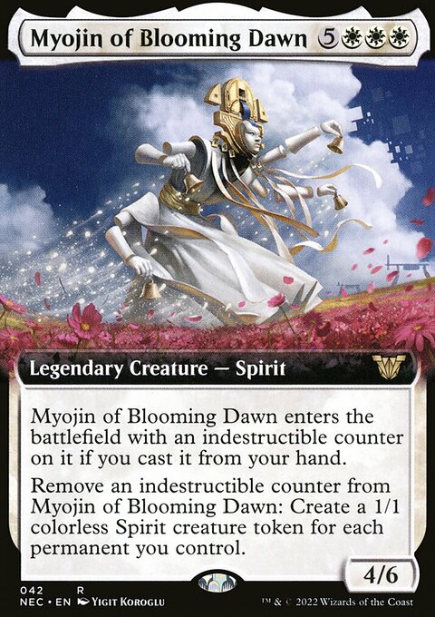 Myojin of Blooming Dawn, Neon Dynasty Commander #42, Magic: The Gathering card