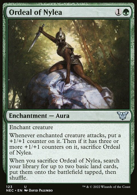 Ordeal of Nylea, Neon Dynasty Commander #123, Magic: The Gathering card