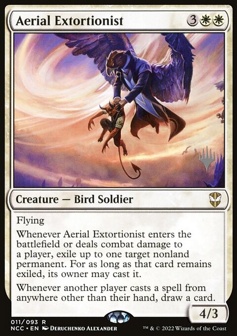 Aerial Extortionist, New Capenna Commander Promos #11p, Magic: The Gathering card