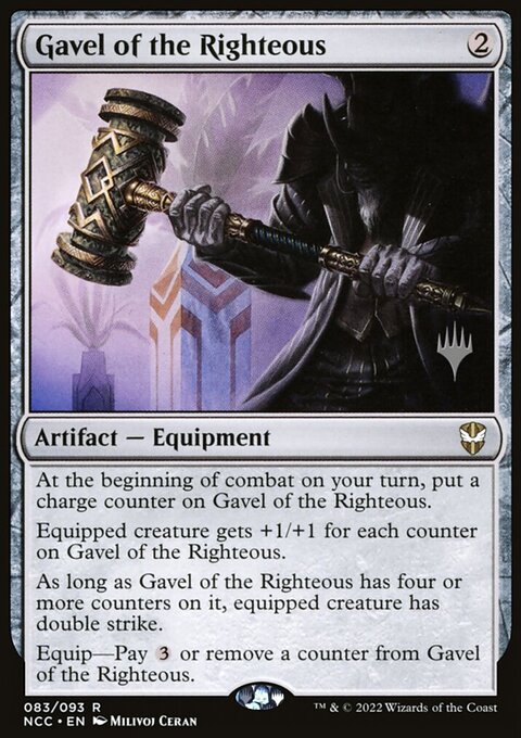 Gavel of the Righteous, New Capenna Commander Promos #83p, Magic: The Gathering card