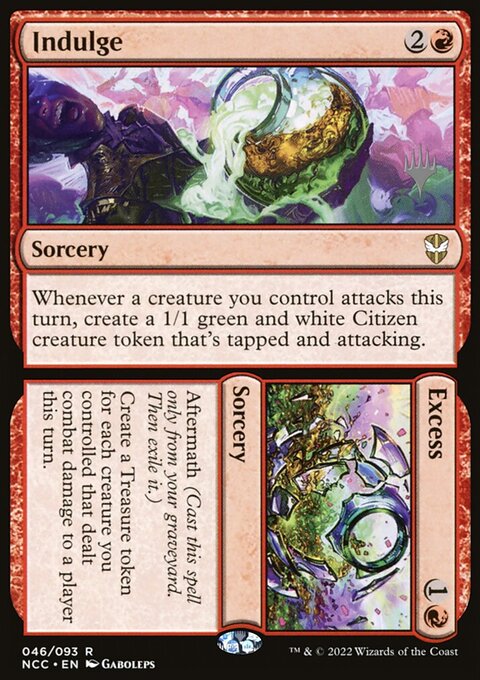 Indulge // Excess, New Capenna Commander Promos #46p, Magic: The Gathering card