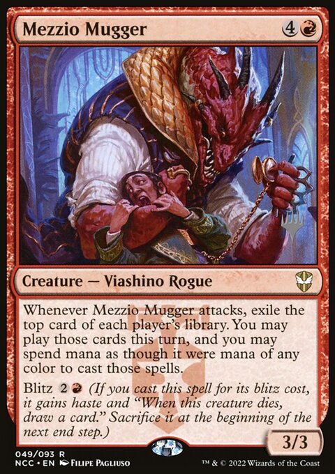 Mezzio Mugger, New Capenna Commander Promos #49p, Magic: The Gathering card