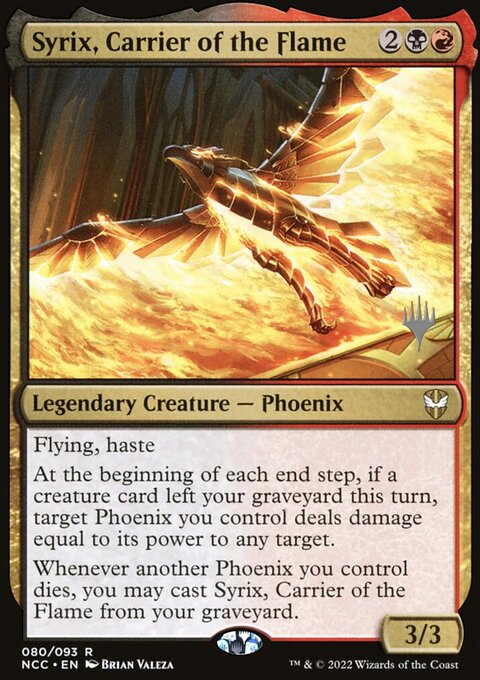 Syrix, Carrier of the Flame, New Capenna Commander Promos #80p, Magic: The Gathering card