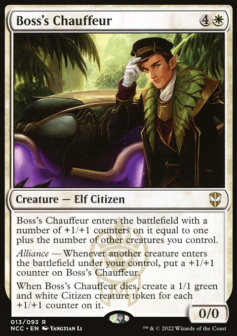 Boss's Chauffeur, New Capenna Commander #13, Magic: The Gathering card