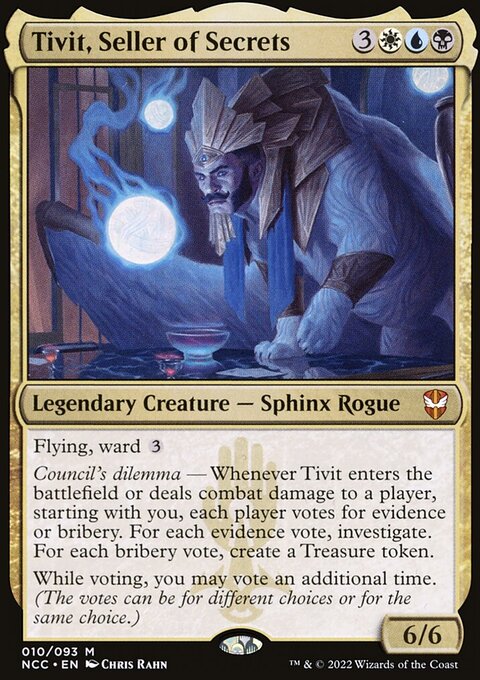 Tivit, Seller of Secrets, New Capenna Commander #10, Magic: The Gathering card