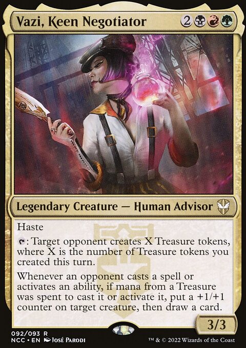 Vazi, Keen Negotiator, New Capenna Commander #92, Magic: The Gathering card