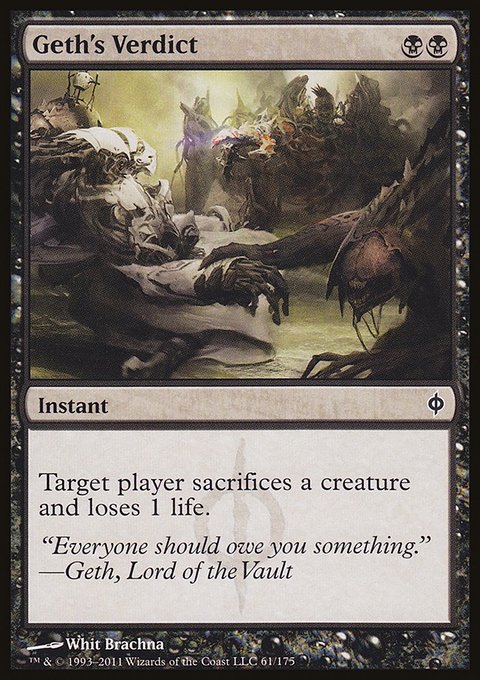 Geth's Verdict, New Phyrexia #61, Magic: The Gathering card