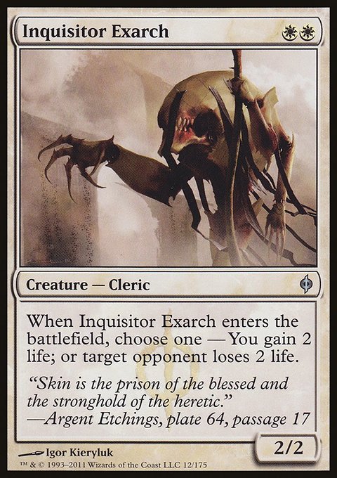 Inquisitor Exarch, New Phyrexia #12, Magic: The Gathering card