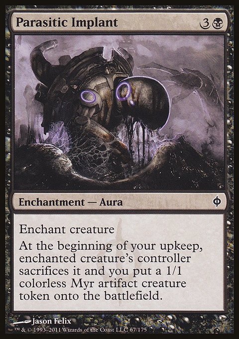 Parasitic Implant, New Phyrexia #67, Magic: The Gathering card