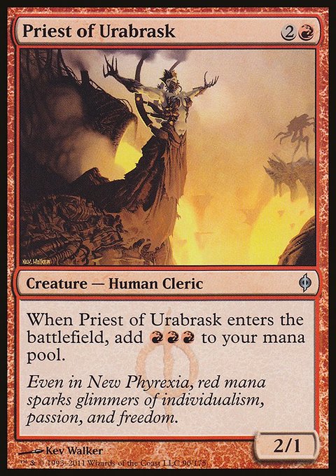 Priest of Urabrask, New Phyrexia #90, Magic: The Gathering card