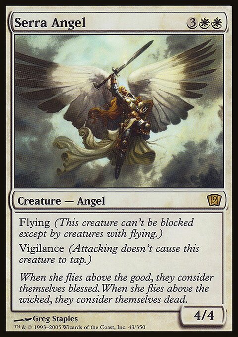 Serra Angel, Ninth Edition #43★, Magic: The Gathering card