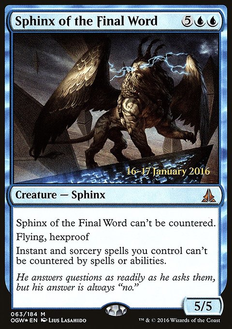 Sphinx of the Final Word, Oath of the Gatewatch Promos #63s, Magic: The Gathering card