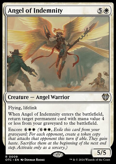 Angel of Indemnity, Outlaws of Thunder Junction Commander #9, Magic: The Gathering card