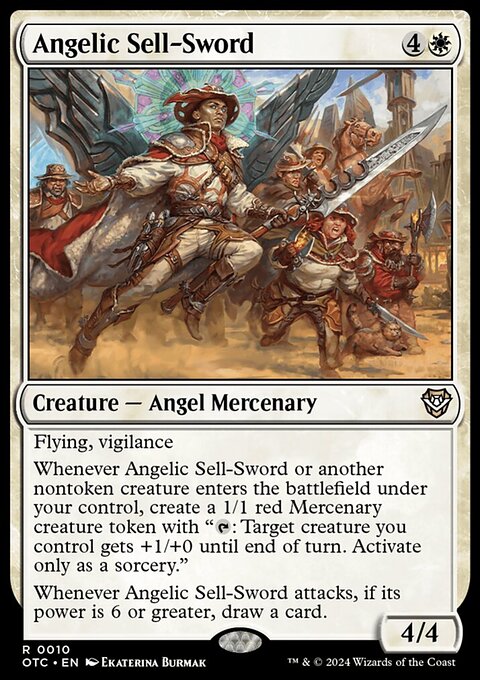 Angelic Sell-Sword, Outlaws of Thunder Junction Commander #10, Magic: The Gathering card