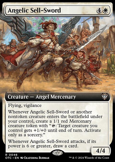 Angelic Sell-Sword, Outlaws of Thunder Junction Commander #46, Magic: The Gathering card
