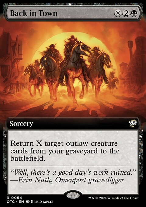 Back in Town, Outlaws of Thunder Junction Commander #54, Magic: The Gathering card