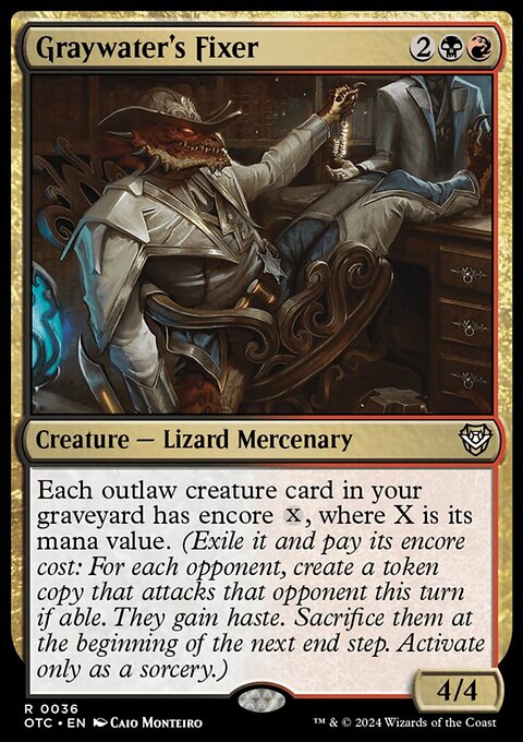 Graywater's Fixer, Outlaws of Thunder Junction Commander #36, Magic: The Gathering card