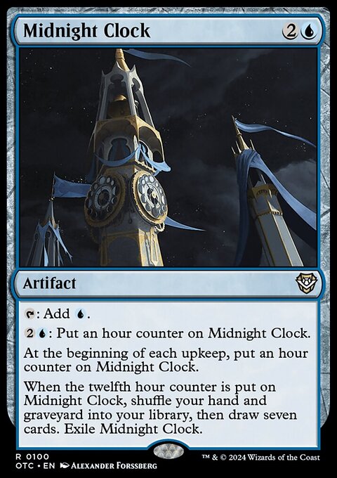 Midnight Clock, Outlaws of Thunder Junction Commander #100, Magic: The Gathering card