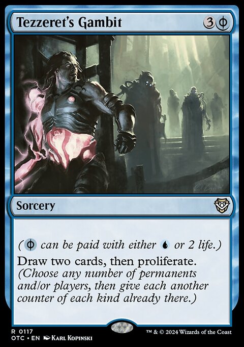 Tezzeret's Gambit, Outlaws of Thunder Junction Commander #117, Magic: The Gathering card
