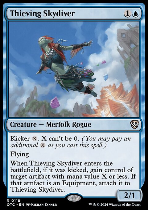 Thieving Skydiver, Outlaws of Thunder Junction Commander #118, Magic: The Gathering card