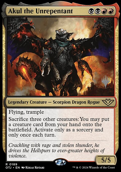 Akul the Unrepentant, Outlaws of Thunder Junction Promos #189p, Magic: The Gathering card