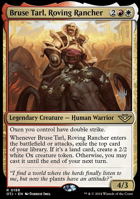 Bruse Tarl, Roving Rancher, Outlaws of Thunder Junction Promos #198p, Magic: The Gathering card