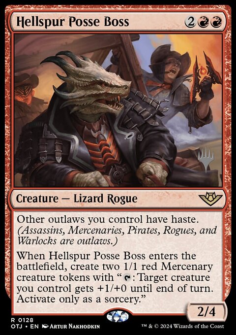 Hellspur Posse Boss, Outlaws of Thunder Junction Promos #128p, Magic: The Gathering card