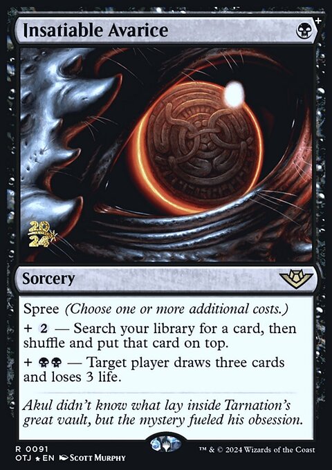 Insatiable Avarice, Outlaws of Thunder Junction Promos #91s, Magic: The Gathering card