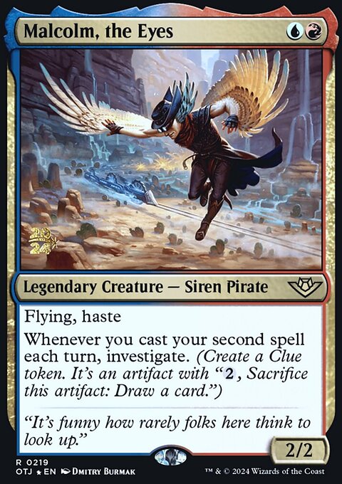 Malcolm, the Eyes, Outlaws of Thunder Junction Promos #219s, Magic: The Gathering card