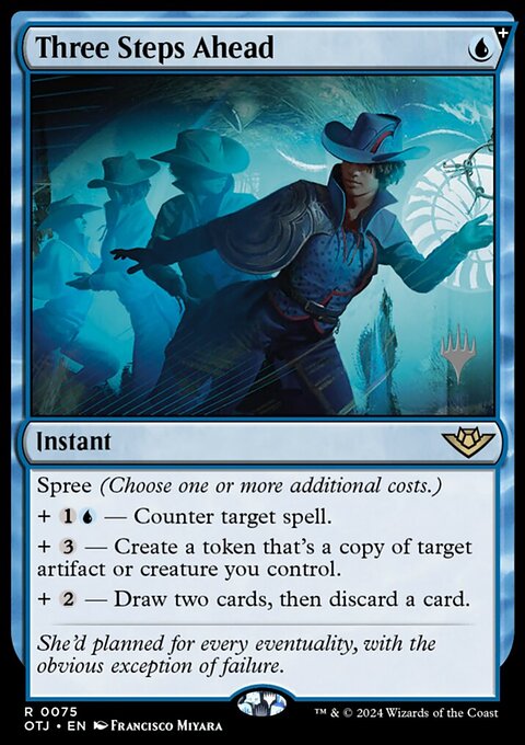 Three Steps Ahead, Outlaws of Thunder Junction Promos #75p, Magic: The Gathering card