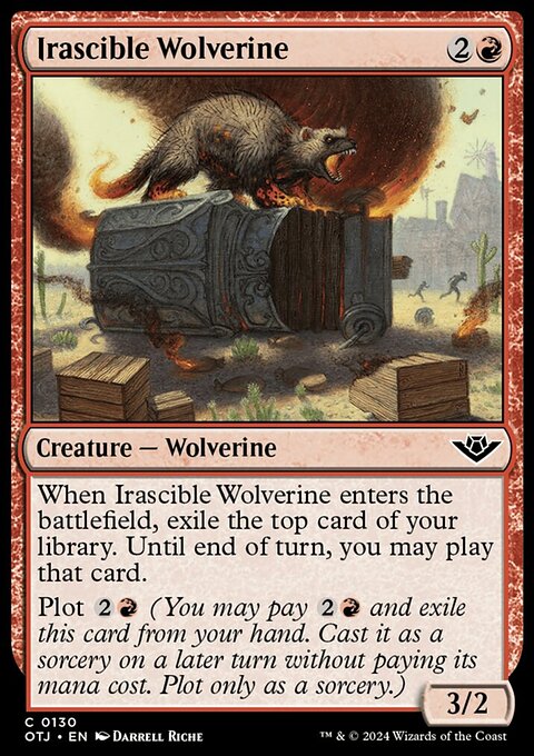 Irascible Wolverine, Outlaws of Thunder Junction #130, Magic: The Gathering card