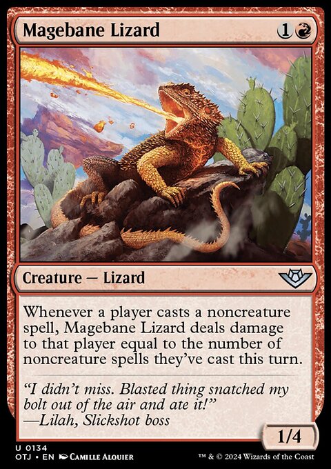 Magebane Lizard, Outlaws of Thunder Junction #134, Magic: The Gathering card
