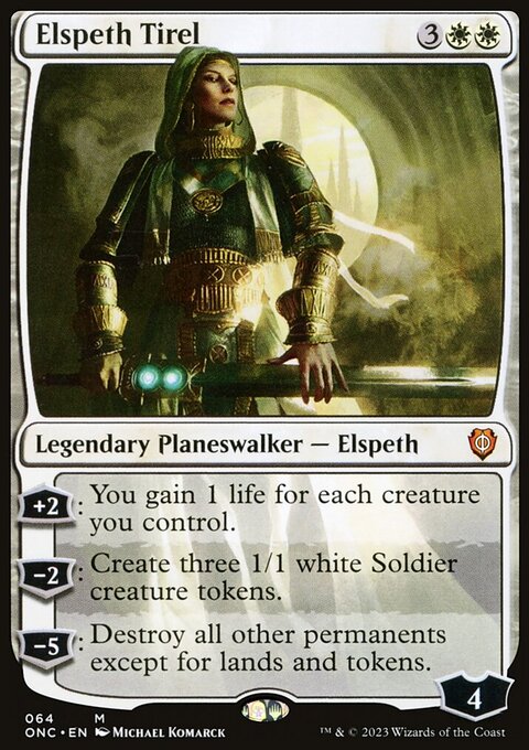 Elspeth Tirel, Phyrexia: All Will Be One Commander #64, Magic: The Gathering card