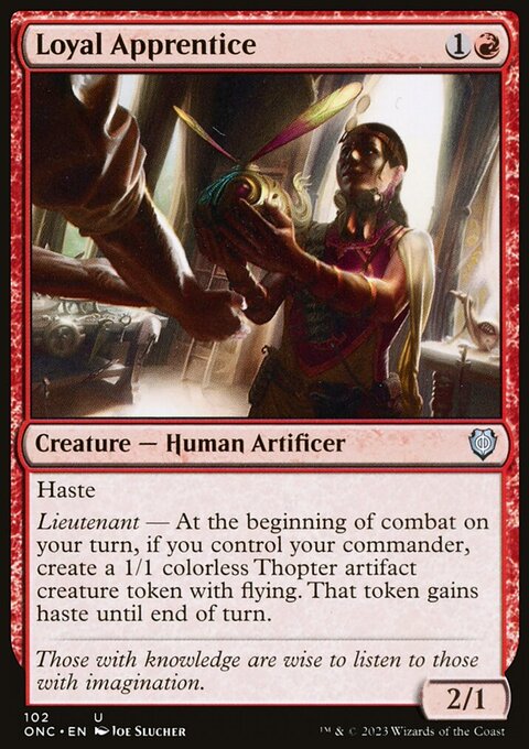Loyal Apprentice, Phyrexia: All Will Be One Commander #102, Magic: The Gathering card