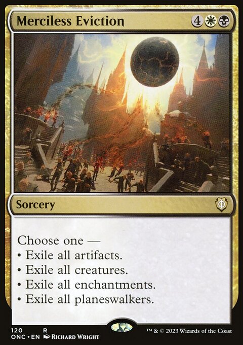 Merciless Eviction, Phyrexia: All Will Be One Commander #120, Magic: The Gathering card