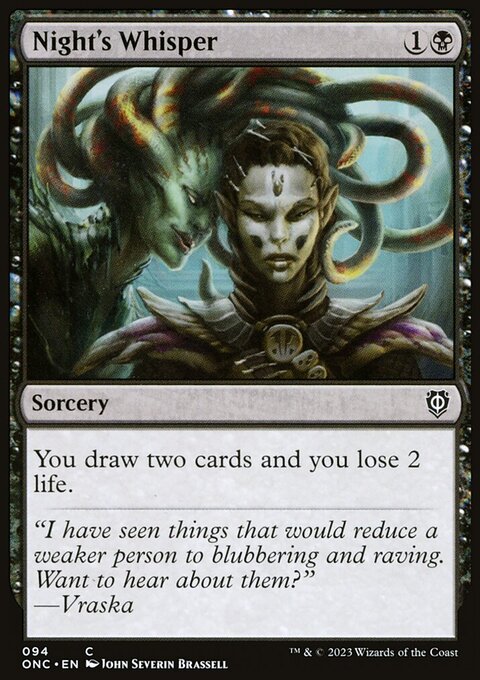 Night's Whisper, Phyrexia: All Will Be One Commander #94, Magic: The Gathering card