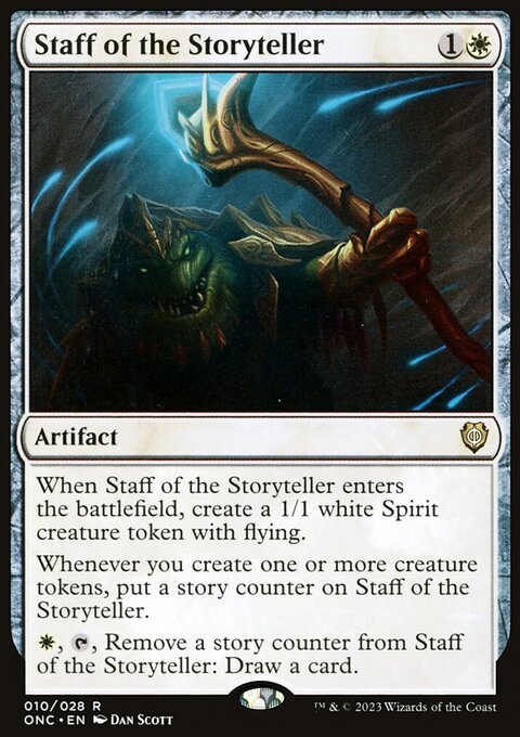 Staff of the Storyteller, Phyrexia: All Will Be One Commander #10, Magic: The Gathering card