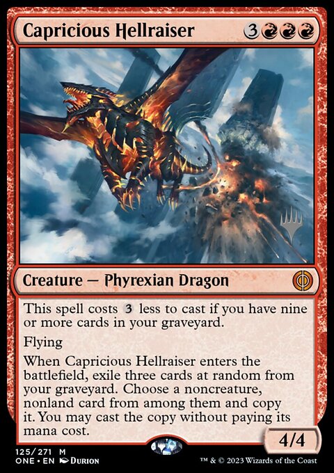 Capricious Hellraiser, Phyrexia: All Will Be One Promos #125p, Magic: The Gathering card