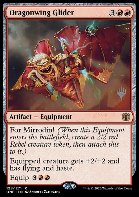 Dragonwing Glider, Phyrexia: All Will Be One Promos #128p, Magic: The Gathering card